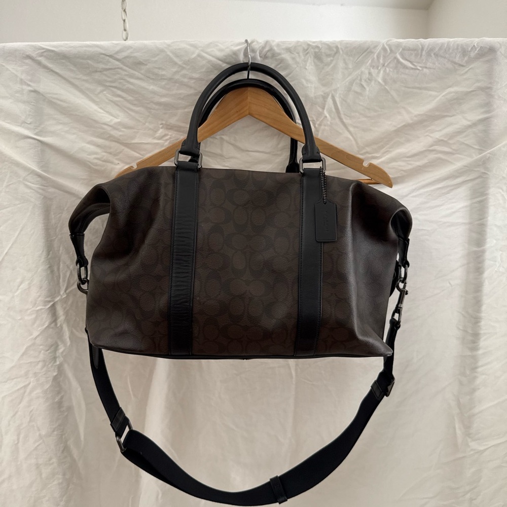 Men's Coach Brown Leather Duffel Bag